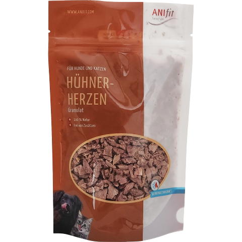 Hund Katze Hundefutter Nahrungsergänzungen Snacks Hühnerherzen-Granulat 50g 1 Stück -1- Anifit